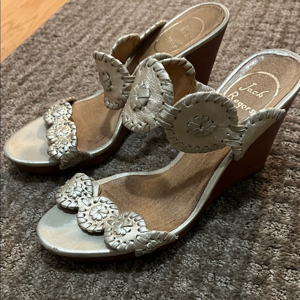 Jack Rogers Metallic Gold Wedge Sandals